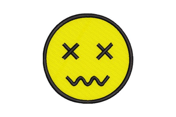Flustered Emoji Embroidery Design