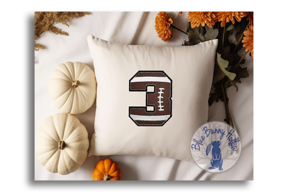 Football Number 3 Embroidery Design