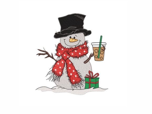 Snowman with Iced Coffee