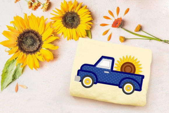 Sunflower Vintage Truck Applique